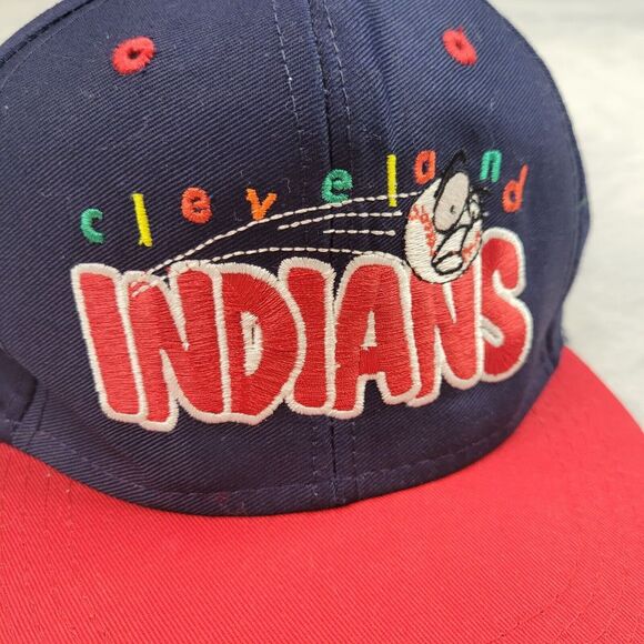 Cleveland Indians Hat Cap Boys Blue Baseball Strapback Vintage Logo 7 Youth Kids - Picture 2 of 6